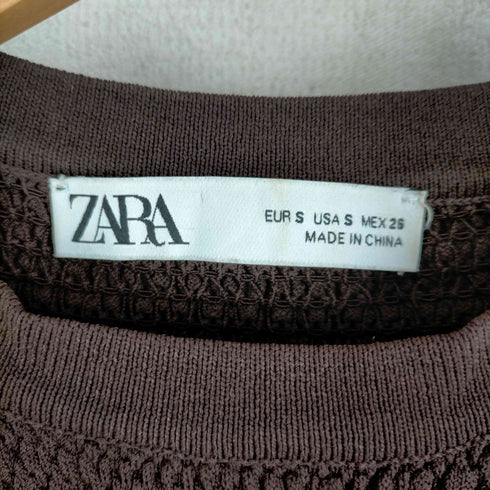 ザラ ZARA パフスリーブ トップス クルーネック フリルブラウス レディース import:S