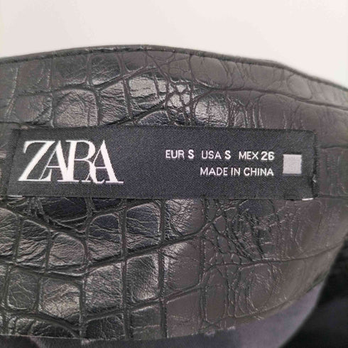 ザラ ZARA クロコダイル フェイクレザー スナップボタン ミニ スカート レディース JPN:S