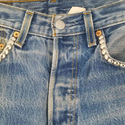 リーバイス Levis 00S オーストラリア製 ボタン裏324 501 ストレートデニムパンツ スタッズリメイク メンズ W32