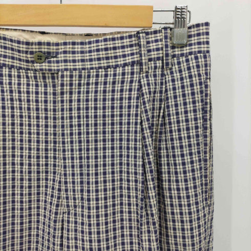 エルメネジルドゼニア ERMENEGILDO ZEGNA イタリア製 コットン シアサッカー チェック 柄 スラックス パンツ メンズ 48