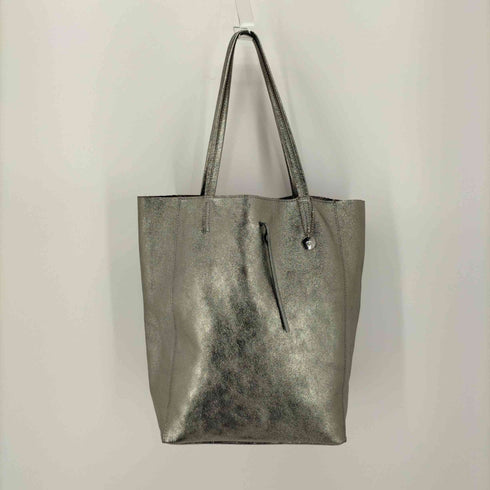 Caleidos イタリア製 PEWTER ダークシルバー レザー ショルダーバッグ レディース