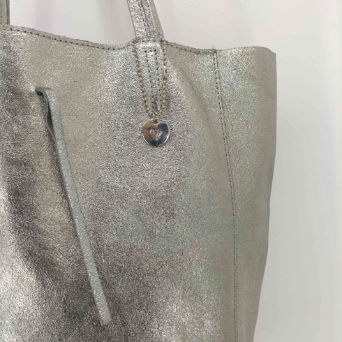 Caleidos イタリア製 PEWTER ダークシルバー レザー ショルダーバッグ レディース