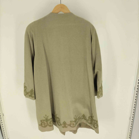 LOUIS J BOUTIQUE 袖刺繍 アンゴラ混 ノーカラーコート レディース 9AR