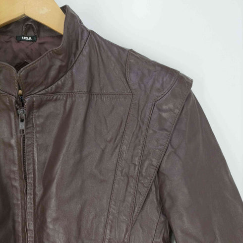 Casablanca Leather アクションプリーツ ステッチデザイン レザージャケット メンズ US:38