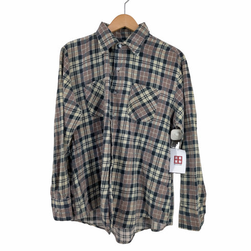 ヴァンコート van cort チェック コットンネルシャツ メンズ import:L