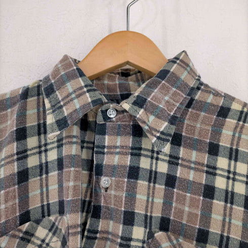 ヴァンコート van cort チェック コットンネルシャツ メンズ import:L