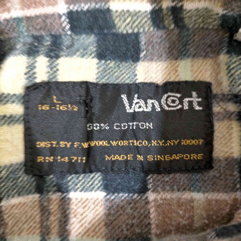 ヴァンコート van cort チェック コットンネルシャツ メンズ import:L
