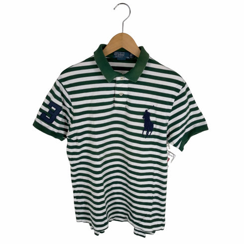 ポロバイラルフローレン Polo by RALPH LAUREN 90S ビッグポニー鹿の子ポロシャツ ボーダー柄 メンズ JPN:L