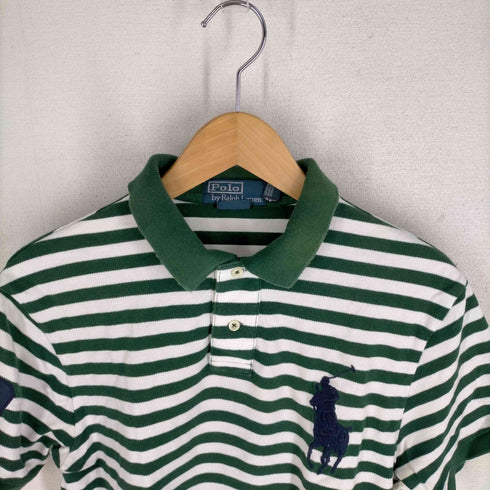 ポロバイラルフローレン Polo by RALPH LAUREN 90S ビッグポニー鹿の子ポロシャツ ボーダー柄 メンズ JPN:L