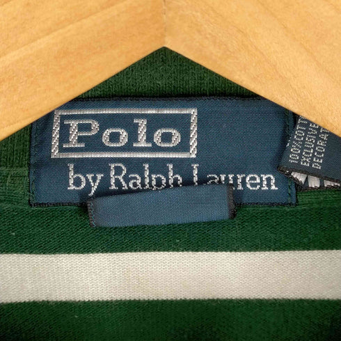 ポロバイラルフローレン Polo by RALPH LAUREN 90S ビッグポニー鹿の子ポロシャツ ボーダー柄 メンズ JPN:L