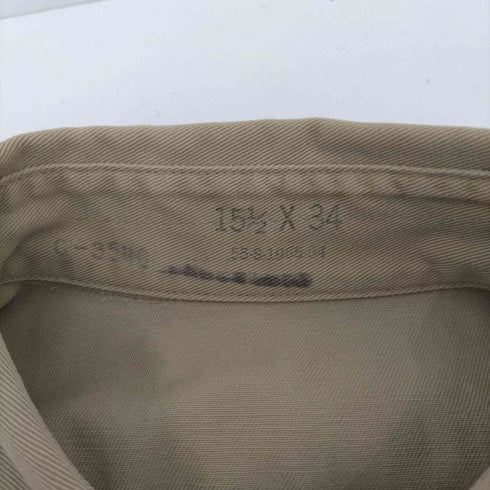 ユーエスアーミー US ARMY 40~50s KHAKI-1 STAND-UP-COLLAR 8.2.OZ ミリタリーシャツ マチ付き メンズ 15 1/2×34