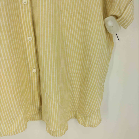 バナナリパブリック BANANA REPUBLIC リネンレーヨン ストライプ柄半袖シャツ レディース L