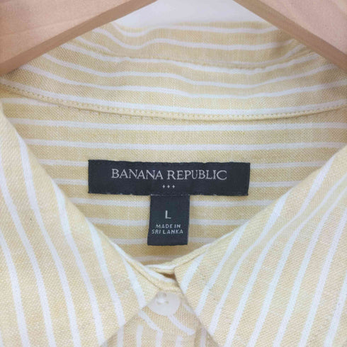バナナリパブリック BANANA REPUBLIC リネンレーヨン ストライプ柄半袖シャツ レディース L