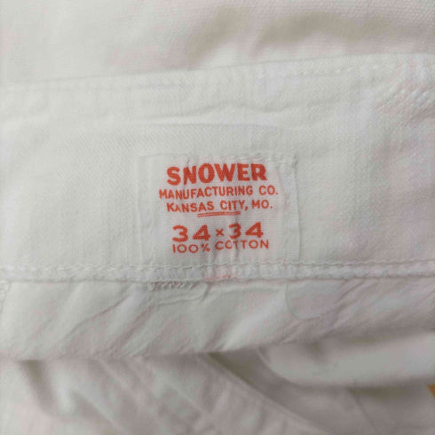 SNOWER 50-60S ボタンフライ ステンシル ホワイト ワークパンツ メンズ 34x34
