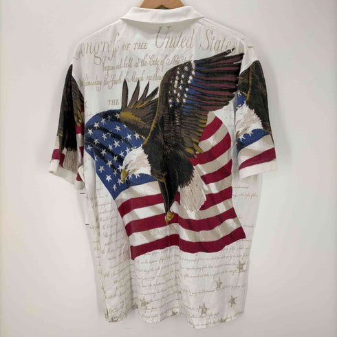 american summer イーグル オーバープリント ポロシャツ メンズ import:L