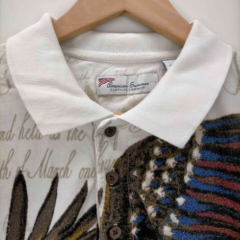 american summer イーグル オーバープリント ポロシャツ メンズ import:L