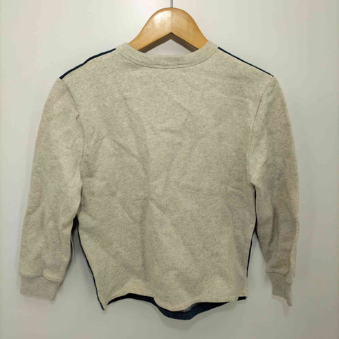 メゾンキツネ MAISON KITSUNE メゾンキツネ ロゴ刺繍 デニム切替 クルーネックスウェット レディース import:XS