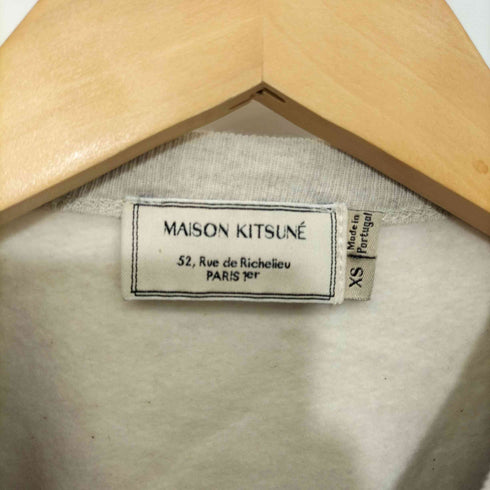 メゾンキツネ MAISON KITSUNE メゾンキツネ ロゴ刺繍 デニム切替 クルーネックスウェット レディース import:XS