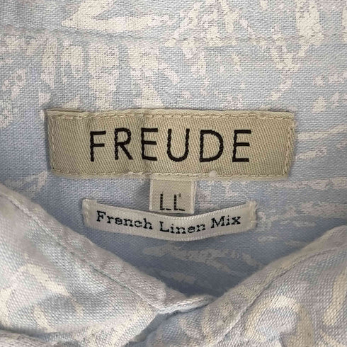 フロイデ FREUDE 総柄 ボタンダウン リネン半袖シャツ メンズ LL