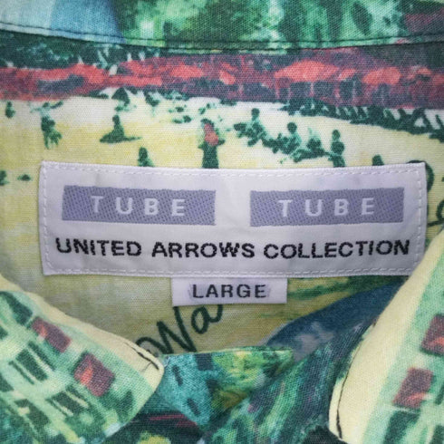 ユナイテッドアローズ UNITED ARROWS TUBE 総柄 開襟オープンカラー コットンレーヨンシャツ アロハシャツ メンズ JPN:L