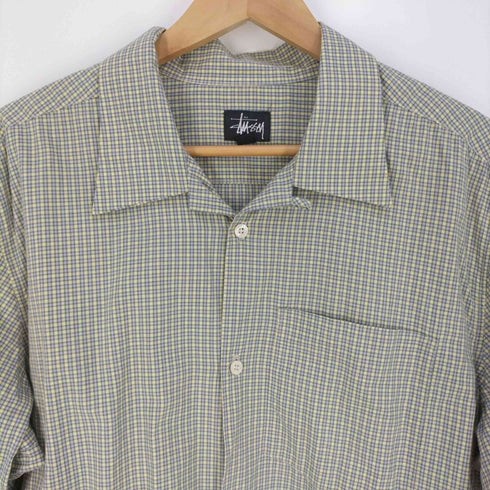 ステューシー Stussy USA製 黒タグ 開襟オープンカラー チェックシャツ メンズ import:M