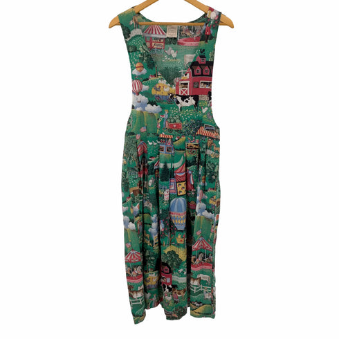 PAM'S CLOSET USA製 総柄ノースリーブタックワンピース レディース S