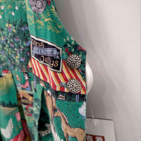 PAM'S CLOSET USA製 総柄ノースリーブタックワンピース レディース S