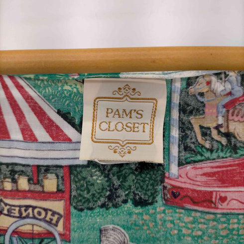 PAM'S CLOSET USA製 総柄ノースリーブタックワンピース レディース S