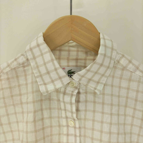 ラコステ LACOSTE ワンポイント 刺繍 チェック S/S シャツ レディース 42