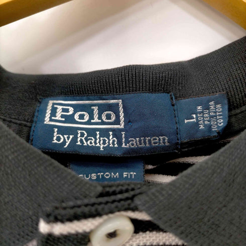 ポロバイラルフローレン Polo by RALPH LAUREN CUSTOM FIT ポニー刺繍 S/S ボーダー ポロシャツ メンズ JPN:L