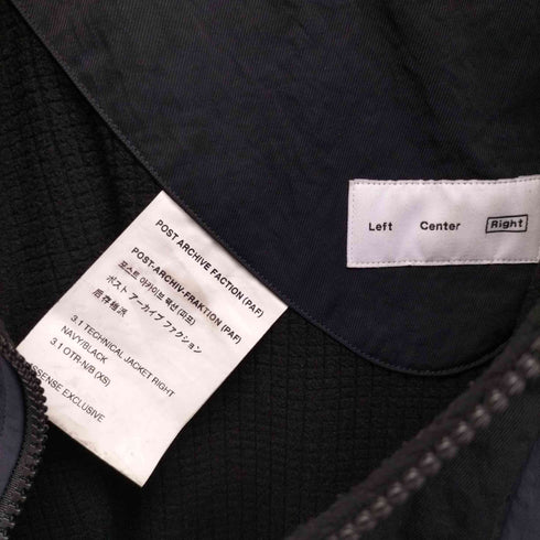 ポストアーカイブファクション POST ARCHIVE FACTION 1 TECHNICAL JACKET RIGHT NAVY/BLACK メンズ JPN:XS