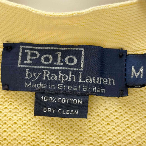 ポロバイラルフローレン Polo by RALPH LAUREN MADE IN GREAT BRITAIN ゴルフエンブレム 畦網 コットン カーディガン メンズ import:M