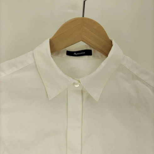 アクアスキュータム AQUASCUTUM 裾 ロゴ 同色刺繍 比翼 レギュラーカラー L/S シャツ レディース