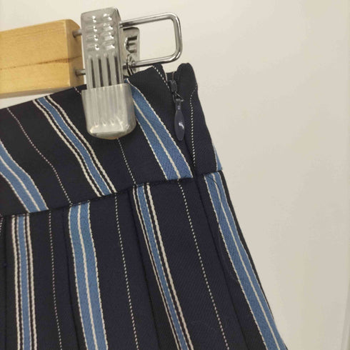 アクアスキュータム AQUASCUTUM シルク混 ストライプ ボックス プリーツ スカート レディース