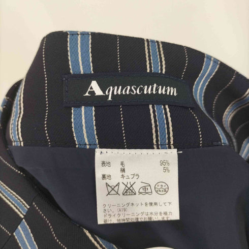アクアスキュータム AQUASCUTUM シルク混 ストライプ ボックス プリーツ スカート レディース