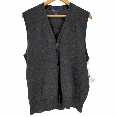 ポロバイラルフローレン Polo by RALPH LAUREN ポニー刺繍ウールニットベスト シェルボタン メンズ JPN:L