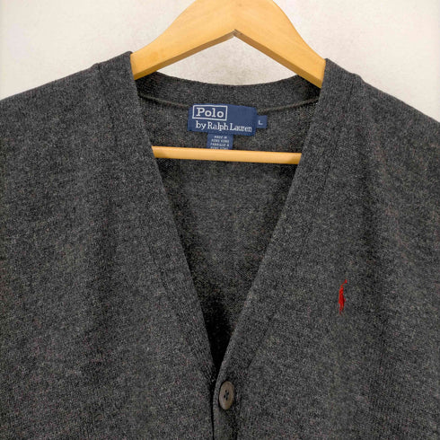 ポロバイラルフローレン Polo by RALPH LAUREN ポニー刺繍ウールニットベスト シェルボタン メンズ JPN:L