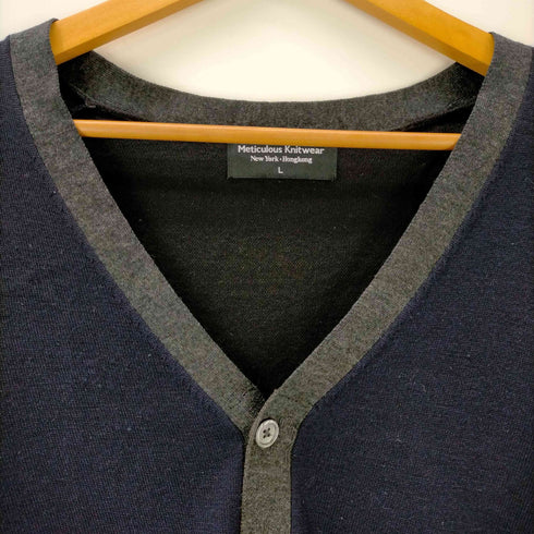 メティキュラス ニットウェア Meticulous knitwear パネル切り替え ウールVネックカーディガン メンズ import:L