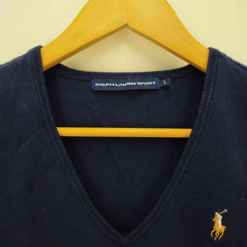 ラルフローレンスポーツ RALPH LAUREN SPORT ポニー刺繍 Vネックリブニット レディース JPN:L