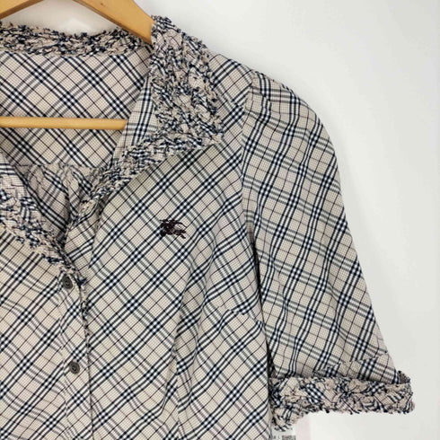 バーバリーロンドンブルーレーベル BURBERRY LONDON BLUE LABEL ワンポイント刺繍 ノバチェック スキッパーシャツブラウス レディース 38