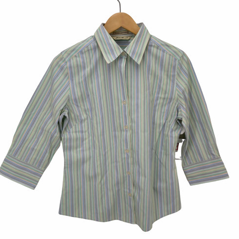 エディーバウアー Eddie Bauer WRINKLE RESISTANT マルチカラーロングスリーブストライプシャツ メンズ