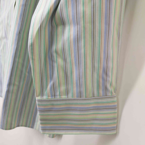 エディーバウアー Eddie Bauer WRINKLE RESISTANT マルチカラーロングスリーブストライプシャツ メンズ