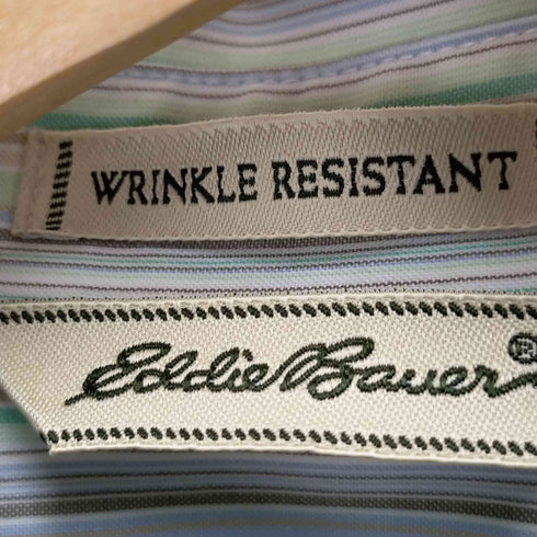 エディーバウアー Eddie Bauer WRINKLE RESISTANT マルチカラーロングスリーブストライプシャツ メンズ