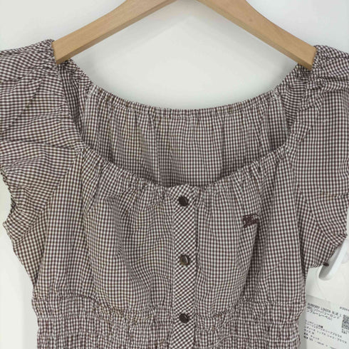 バーバリーロンドンブルーレーベル BURBERRY LONDON BLUE LABEL ワンポイント刺繍 シャーリングパフスリーブブラウス レディース 38