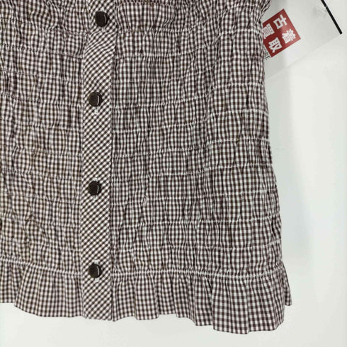 バーバリーロンドンブルーレーベル BURBERRY LONDON BLUE LABEL ワンポイント刺繍 シャーリングパフスリーブブラウス レディース 38