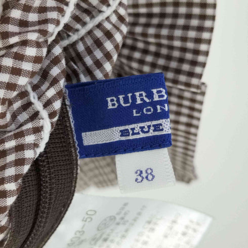 バーバリーロンドンブルーレーベル BURBERRY LONDON BLUE LABEL ワンポイント刺繍 シャーリングパフスリーブブラウス レディース 38