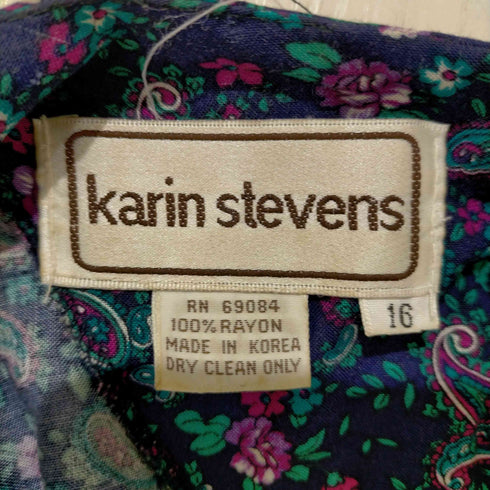 Karin Stevens ペイズリー柄 ウエストベロア切替 ワンピース レディース 16