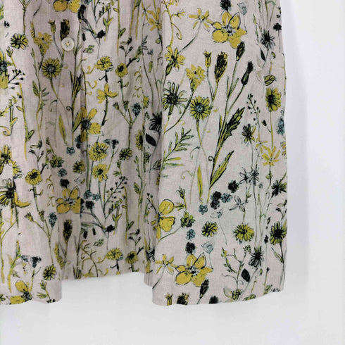 コットンハウスアヤ Cotton House Aya yesterday CROSS 花柄 リネン ノーカラー シャツワンピース レディース JPN:M