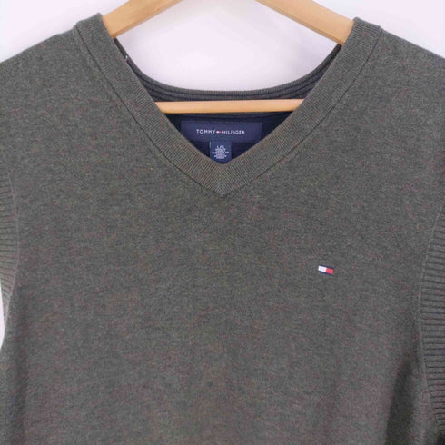 トミーヒルフィガー TOMMY HILFIGER Vネックロゴニットベスト メンズ import:L