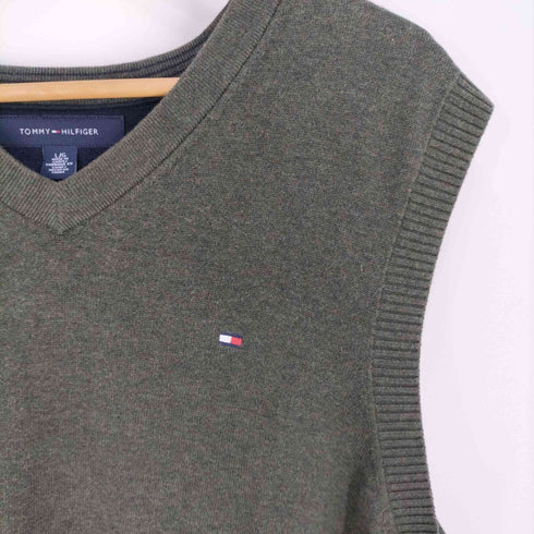 トミーヒルフィガー TOMMY HILFIGER Vネックロゴニットベスト メンズ import:L